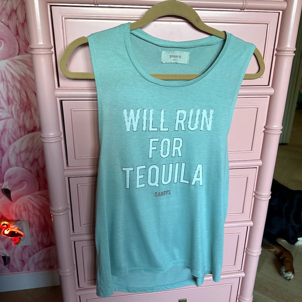 NWT Barry's Bootcamp "Will Run for Tequila" Muscle Tank Top